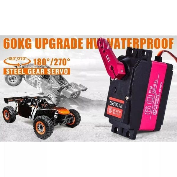 Servo metal digital de perfil bajo de cuerpo corto estándar de 12 kg, 180/270/360 grados, 4,8-8,4 V, para control remoto, servo impermeable para coche