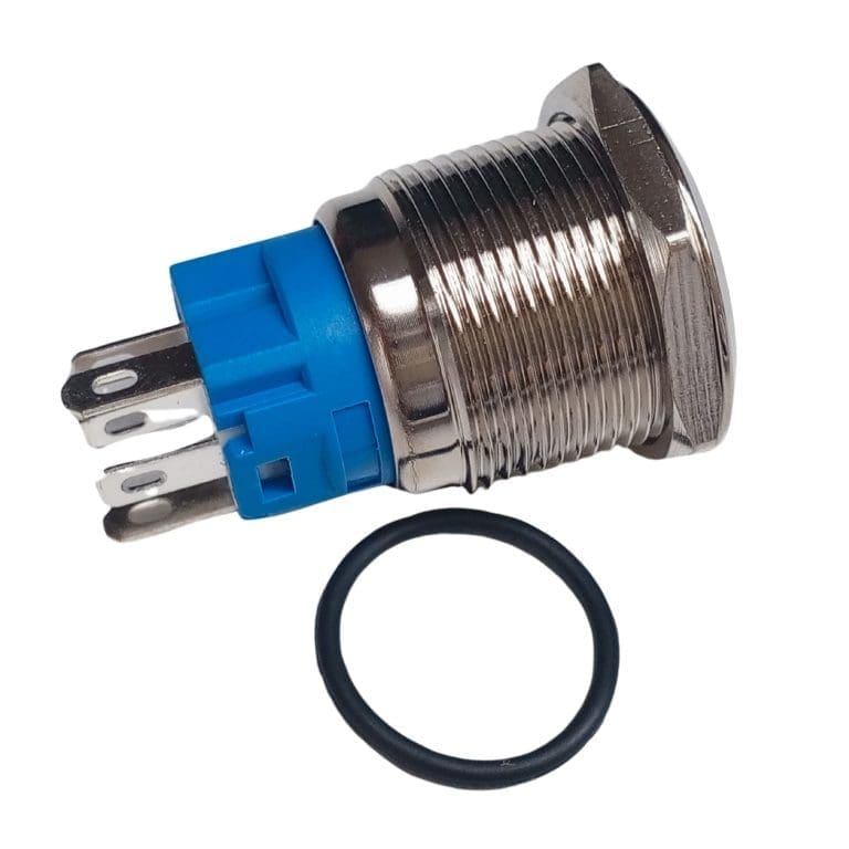 Pulsador Metálico de Acero Inoxidable 19 mm con Luz LED Blanca 220V – Botón Resistente al Agua para Tableros y Máquinas - vista 3
