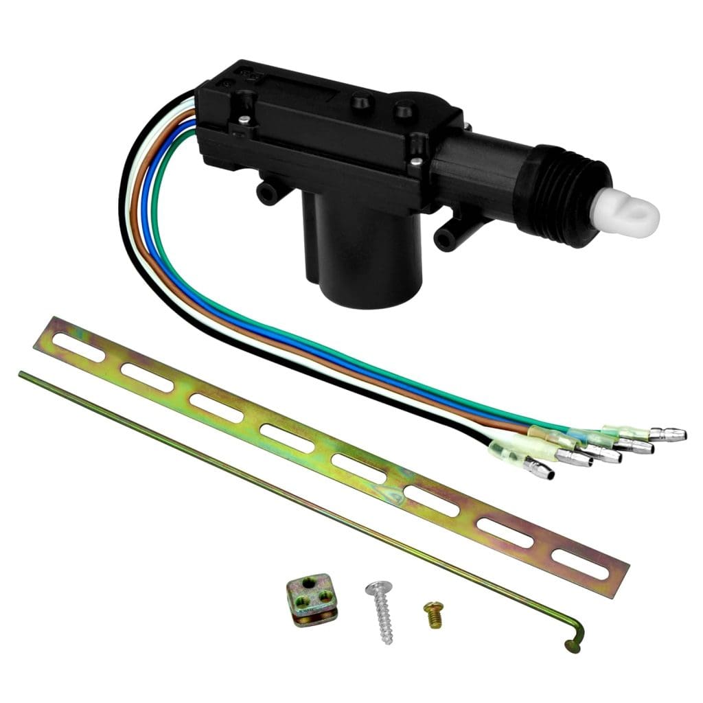 Actuador de Cierre Centralizado 12V 5 Cables para Puerta de Auto – Con Varilla y Soporte