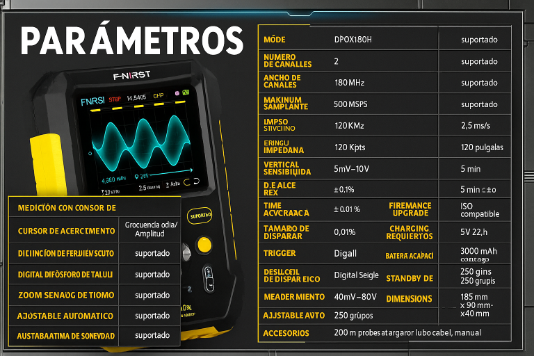Osciloscopio Digital Portátil FNIRSI DPOX180H de 2 Canales y 180 MHz – Osciloscopio de Fósforo Digital para Electrónica y Reparación 33 Osciloscopio Digital Portátil FNIRSI DPOX180H de 2 Canales y 180 MHz – Osciloscopio de Fósforo Digital para Electrónica y Reparación - vista 3