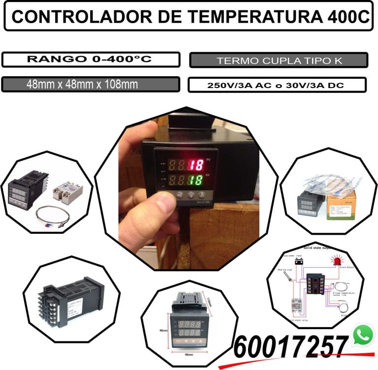 Controlador de Temperatura PID REX-C100 con Pantalla Doble - vista 2