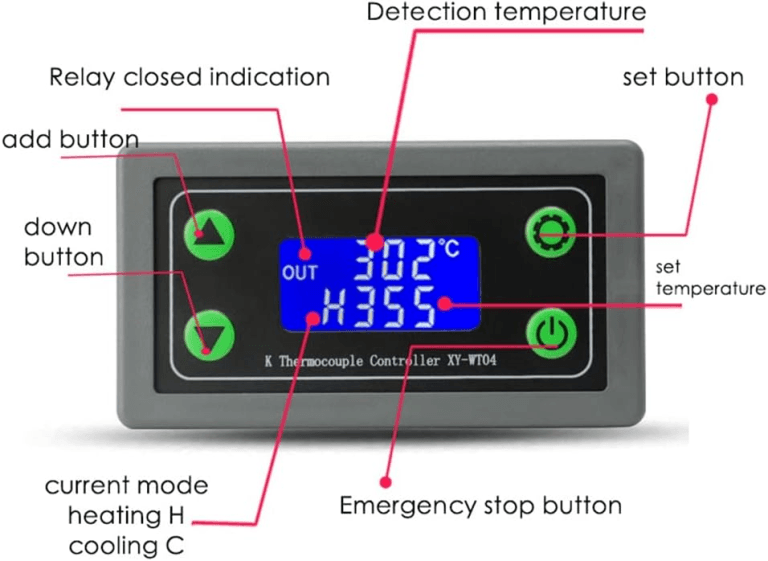 Termostato Digital XY-WT04 con Termocupla K -99 a 999 °C - vista 2