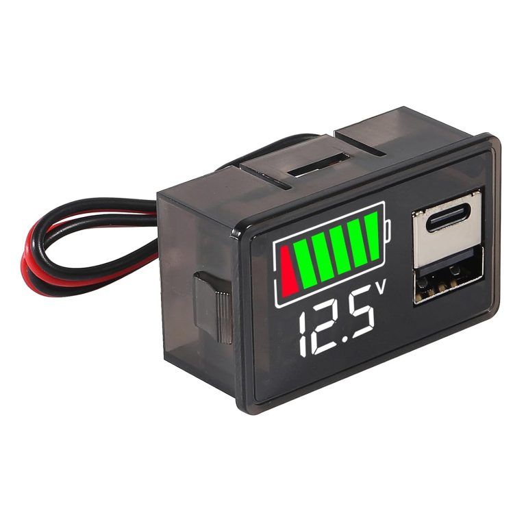Cargador USB Tipo C con Voltímetro LED para Baterías de 8 a 30V – Monitor de Batería y Toma de Carga para Auto, Moto y Sistemas Solares 32 Cargador USB Tipo C con Voltímetro LED para Baterías de 8 a 30V – Monitor de Batería y Toma de Carga para Auto, Moto y Sistemas Solares - vista 2