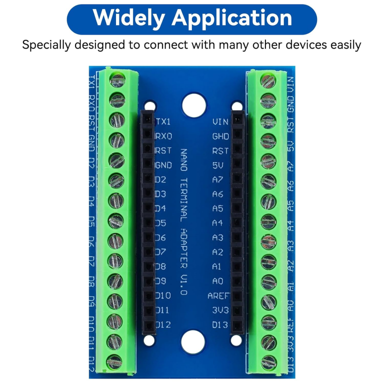 Adaptador Nano Terminal para Arduino Nano V3.0 – Placa de Expansión con Borneras de Tornillo para Conexiones Firmes - vista 2