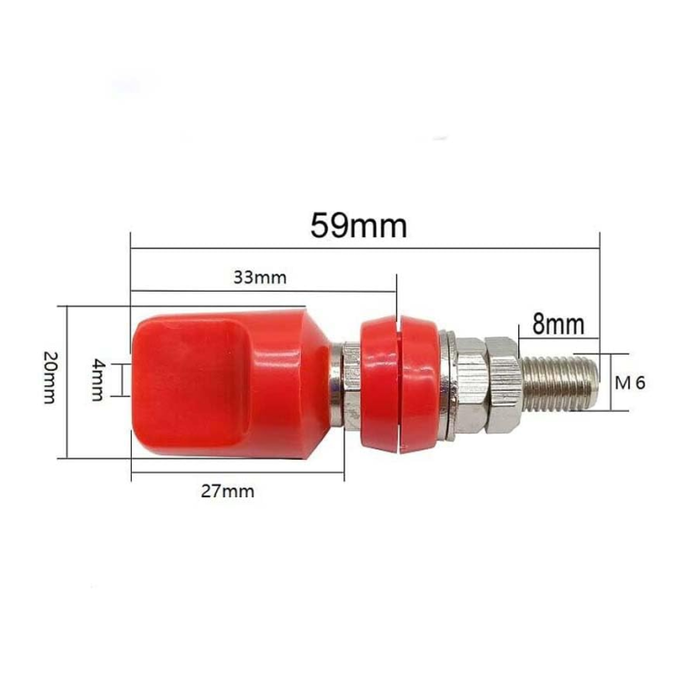 Bornes de Conexión para Banana 4 mm con Espárrago M6 Rojo y Negro - vista 2