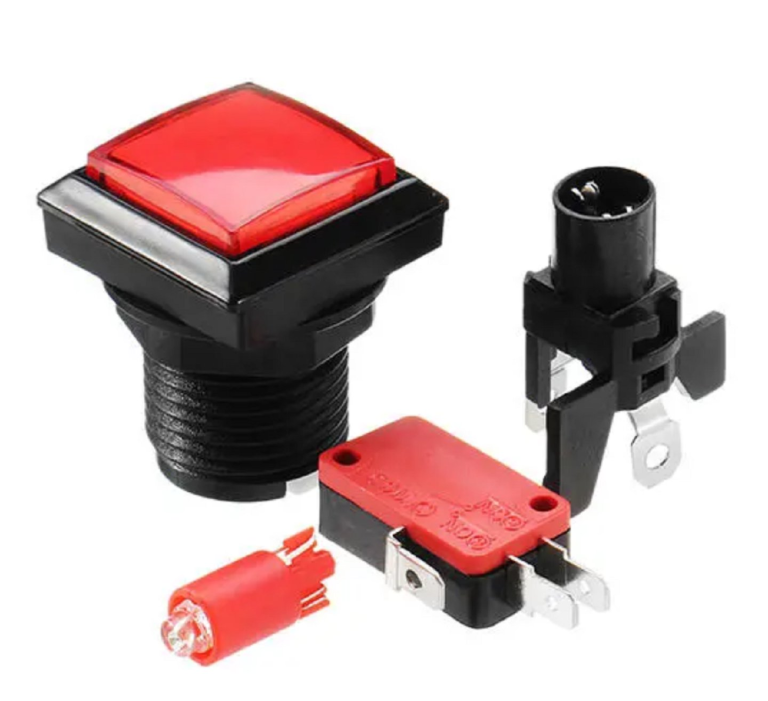 Botón Arcade Cuadrado LED 33 x 33 mm 12V – Varios Colores - vista 2