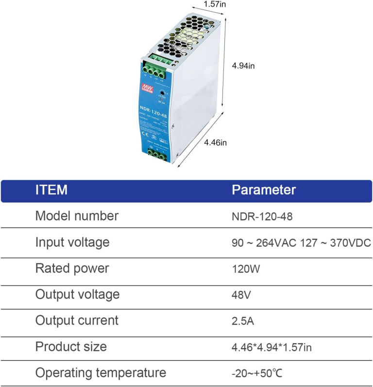 Fuente para Riel DIN NDR-120-48 48V 2.5A 120W - vista 2