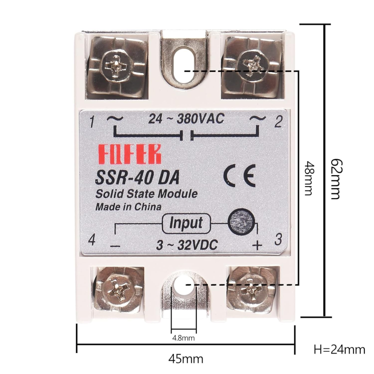 Relé de Estado Sólido SSR-40DA 40A – Control DC 3–32V, Carga AC - vista 3