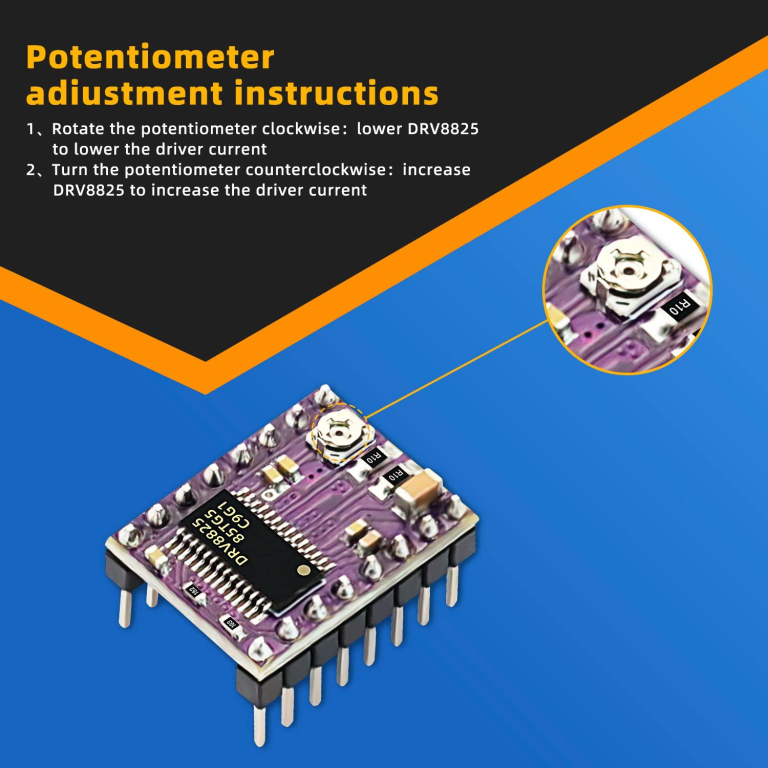 Driver DRV8825 Stepstick para Motor Paso a Paso – Hasta 45V y Microstepping 1/32 para Impresoras 3D y CNC - vista 3
