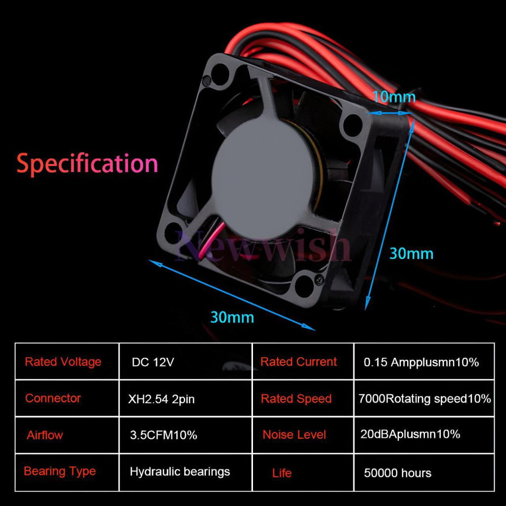Ventilador 3010 12V con Conector XH2.54 – Cooler 30x30x10 mm para Impresoras 3D y CNC 21 Ventilador 3010 12V con Conector XH2.54 – Cooler 30x30x10 mm para Impresoras 3D y CNC