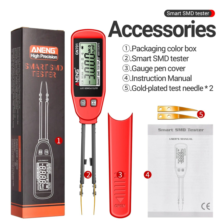 Tester SMD Tipo Pinza ANENG GN701 para Resistencias, Capacitores y Diodos - vista 2