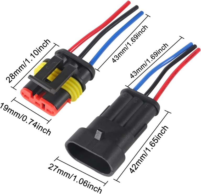 Conector Automotriz Impermeable de 3 Pines Macho y Hembra con Cable de 10 cm - vista 2
