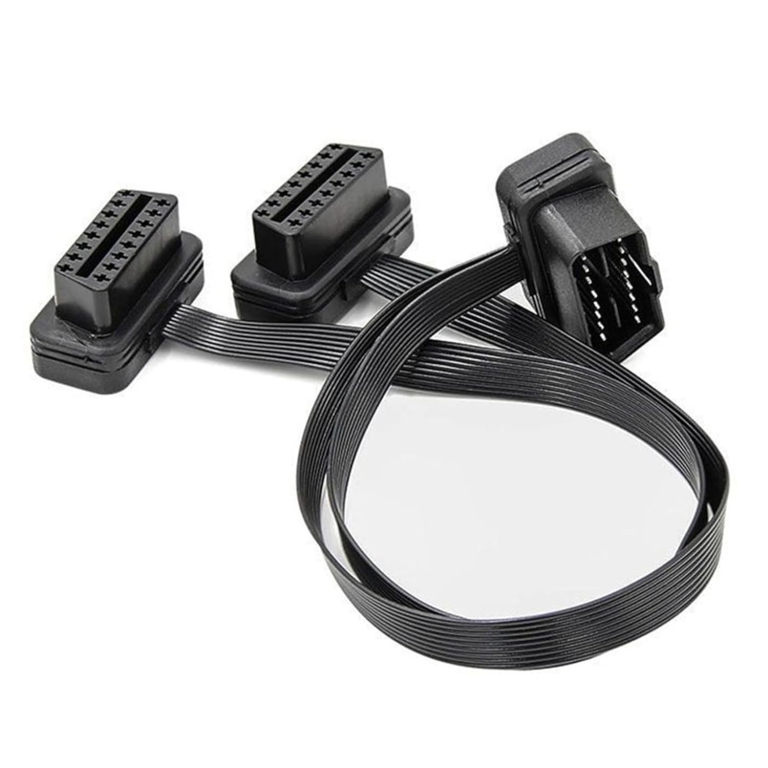 Cable Extensor OBD2 16 Pines con Divisor Y – 30 cm Plano y Delgado - vista 3