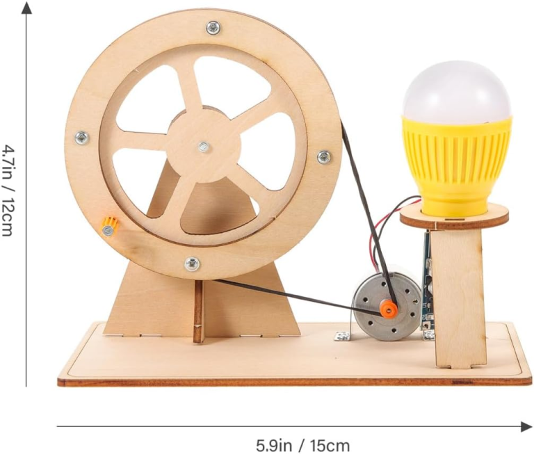 Kit Generador Manual DIY con Manivela – Experimento de Energía para Convertir Movimiento en Electricidad y Encender LEDs - vista 3