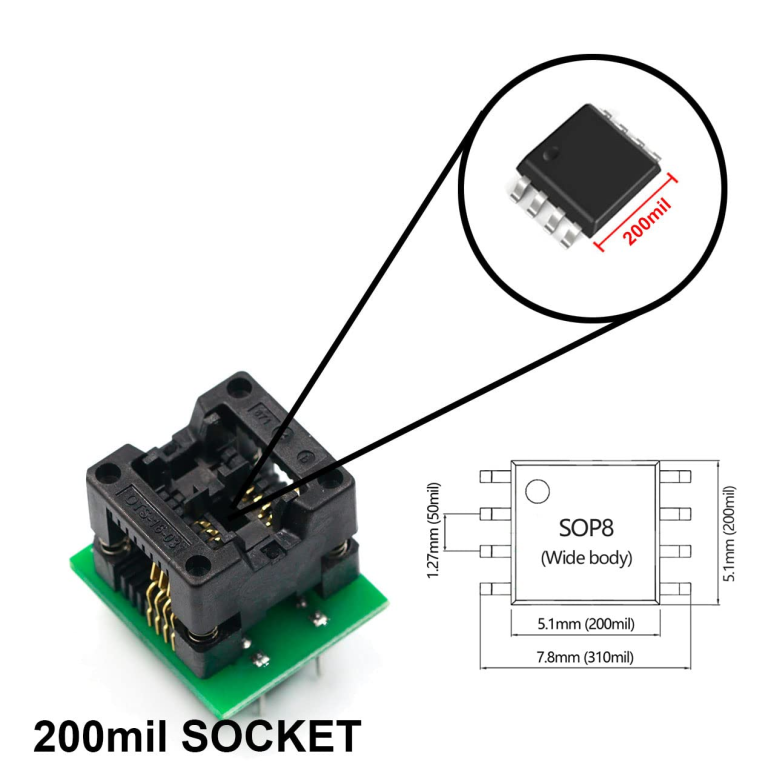 Adaptador SOIC8 a DIP8 150mil – Socket SOP8 para Programador EZP2019, CH341A y TL866 - vista 2