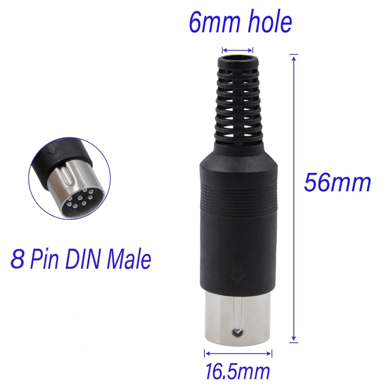 Conector DIN 8 Pines Macho y Hembra – Para Audio, MIDI, Video y Control - vista 2