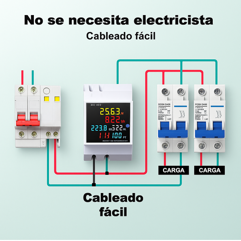 Medidor de Consumo Eléctrico kWh 40–300V para Riel DIN – Pantalla LCD a Color con Voltaje, Corriente, Potencia y Factor de Potencia 33 Medidor de Consumo Eléctrico kWh 40–300V para Riel DIN – Pantalla LCD a Color con Voltaje, Corriente, Potencia y Factor de Potencia - vista 3