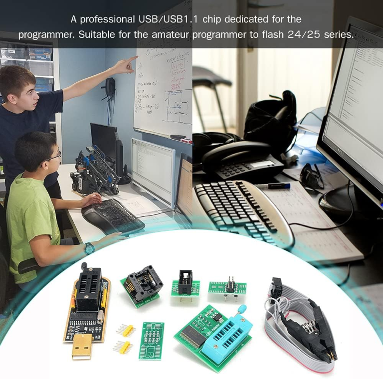 Programador de BIOS USB CH341A con Clip SOIC8 – Kit para Memorias SPI 24 y 25 en Laptops, Placas Madre, Routers y DVR - vista 2