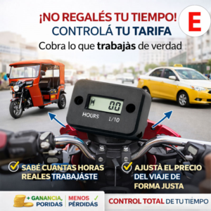 🏍 Controla las horas reales de trabajo y cobra tarifas justas | Medidor de tiempo profesional para moto taxis urbanos, Contador de Horas 2 Contador de Horas