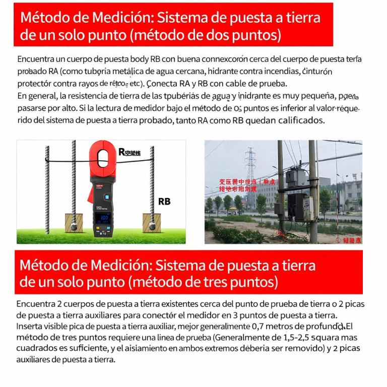 Probador de Resistencia de Tierra Tipo Pinza UT272+ – Medición sin Picas - vista 3