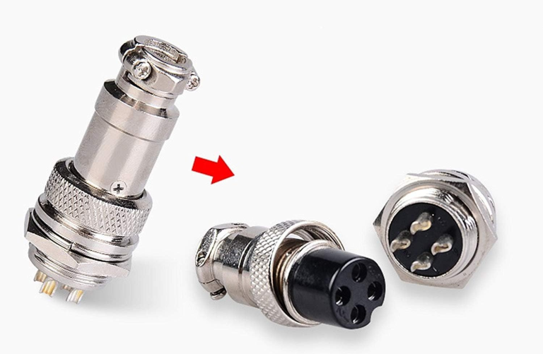 Conector Aviación GX12 de 4 Pines 12 mm Macho y Hembra – Conector Circular Metálico Roscado para Sensores, CNC y Equipos - vista 2
