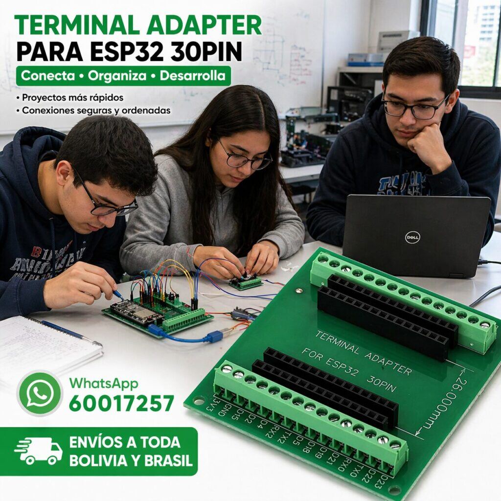 Placa de expansión ESP32 – Placa de Expansión con Borneras para ESP32 de 30 Pines – Terminal Adapter