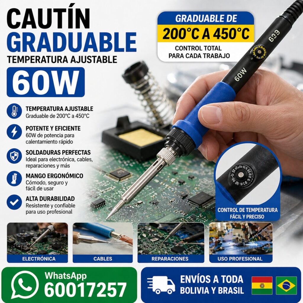 Cautín Soldador Eléctrico 60W Regulable 200 a 450 °C