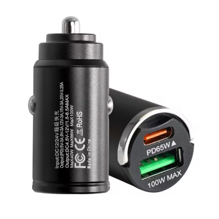 Cargador de Auto 100W USB-A QC3.0 y USB-C PD – Carga Rápida para Celulares, Tablets y Laptops Compatibles en el Vehículo - vista 2