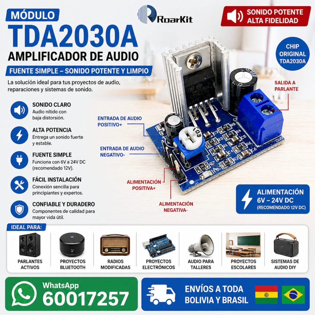 🎧🔥 ¡Amplifica tu sonido con calidad profesional! TDA2030A Módulo Amplificador de Audio – 6-12V DC 🎶💥 26 TDA2030A amplificador audio – 🎧🔥 ¡Amplifica tu sonido con calidad profesional! TDA2030A Módulo Amplificador de Audio – 6-12V DC 🎶💥