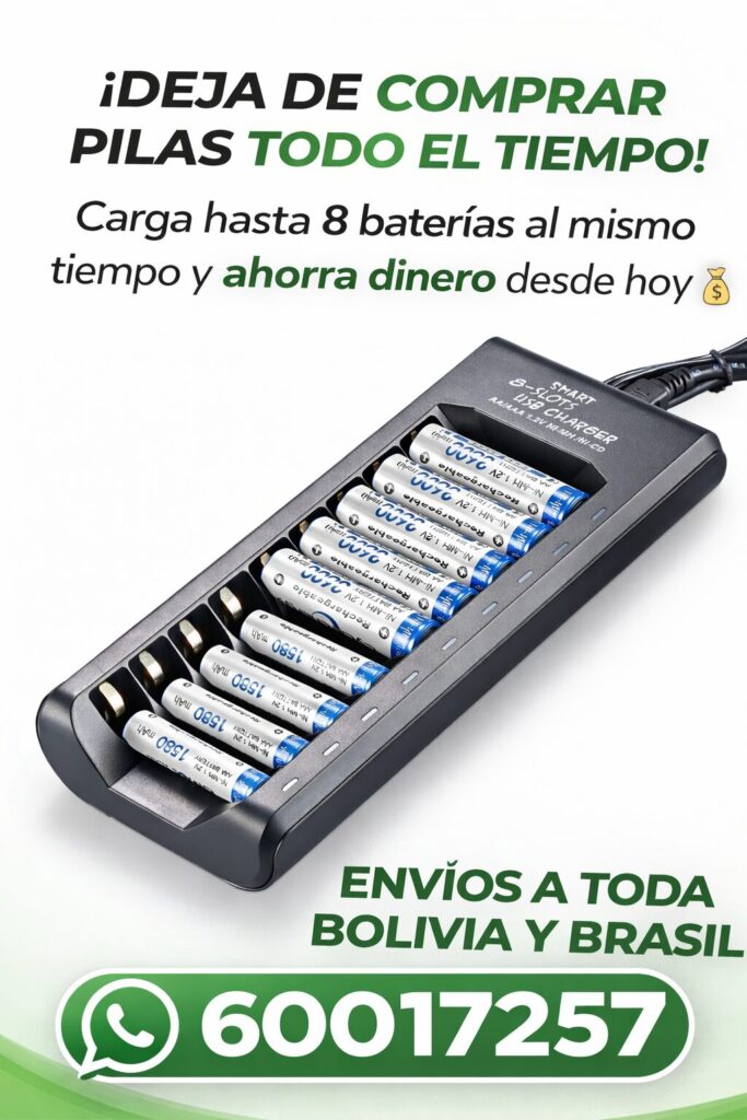 Cargador USB de 8 Pilas AA/AAA Recargables NiMH con Indicadores LED