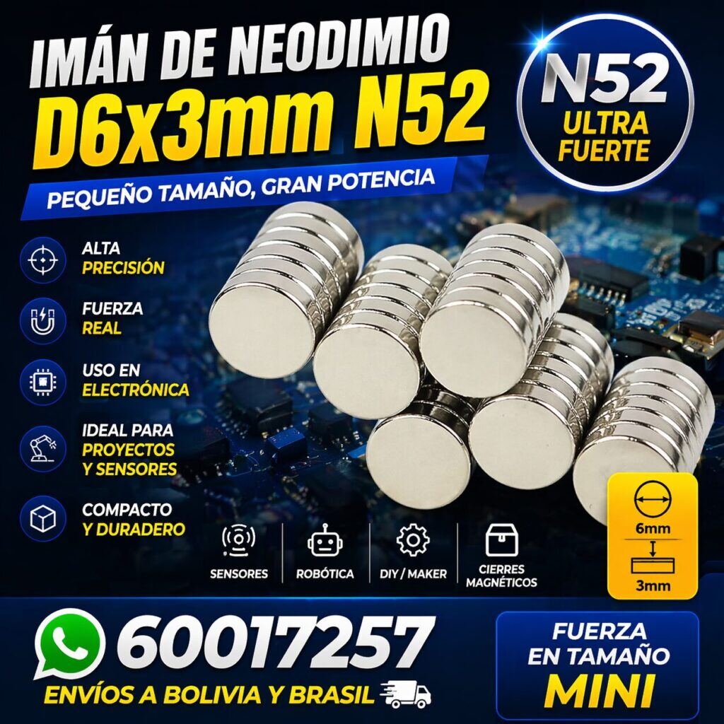 Imán de Neodimio Disco 6x3 mm – Pequeño y Potente, Recubrimiento Níquel