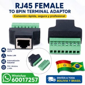 Adaptador de terminal RJ45 Hembra a 8 pines.