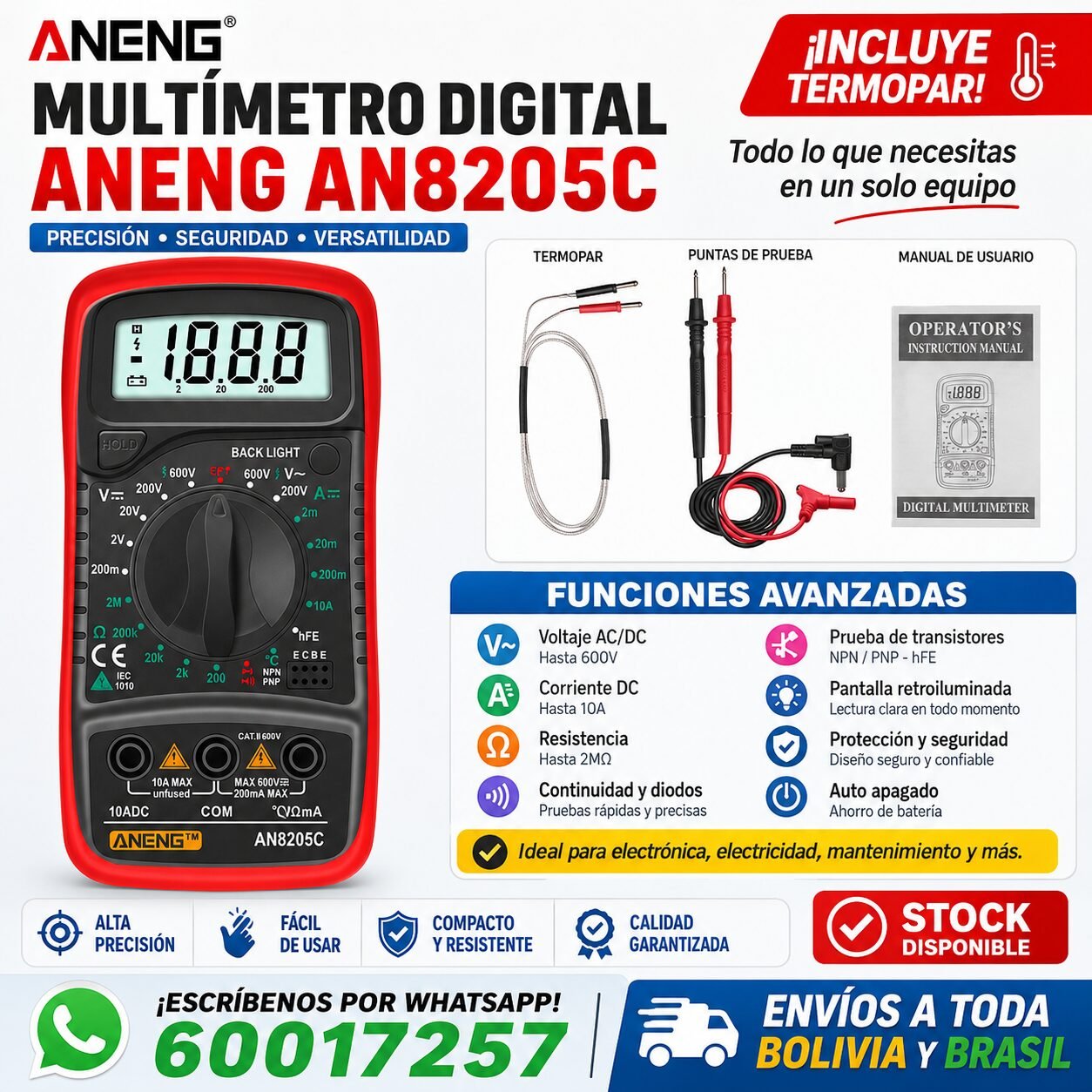 Multímetro Descubre el ANENG AN8205C