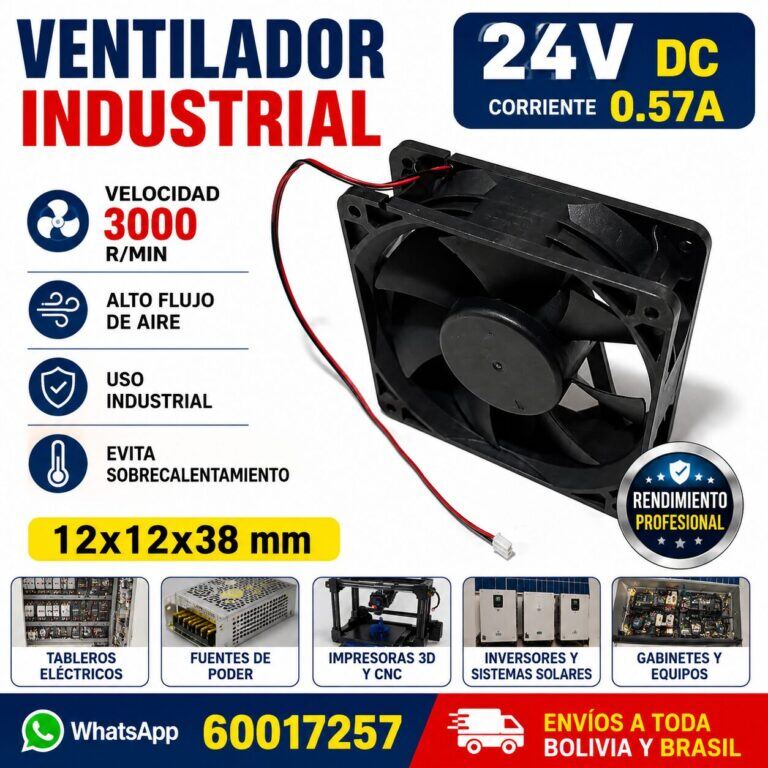Ventilador 24V 120x120x38 mm 0.57A 3000 RPM – Ventilador Industrial para Tableros, Fuentes e Inversores - vista 3