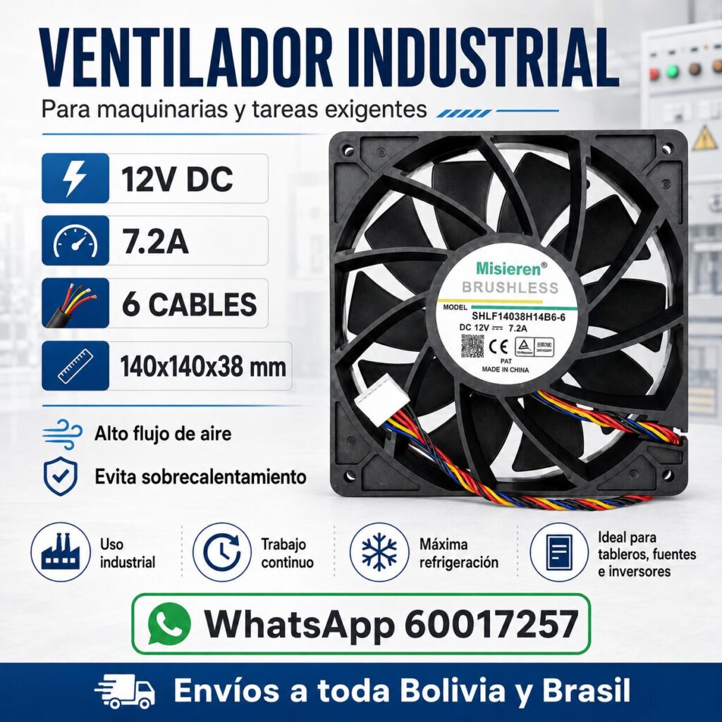 Ventilador Axial 140 x 140 x 38 mm 12V 7.2A de Alto Caudal 11 Ventilador Axial 140 x 140 x 38 mm 12V 7.2A de Alto Caudal