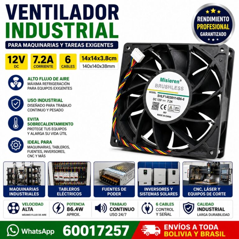 Ventilador Axial 140 x 140 x 38 mm 12V 7.2A de Alto Caudal 12 Ventilador Axial 140 x 140 x 38 mm 12V 7.2A de Alto Caudal - vista 2