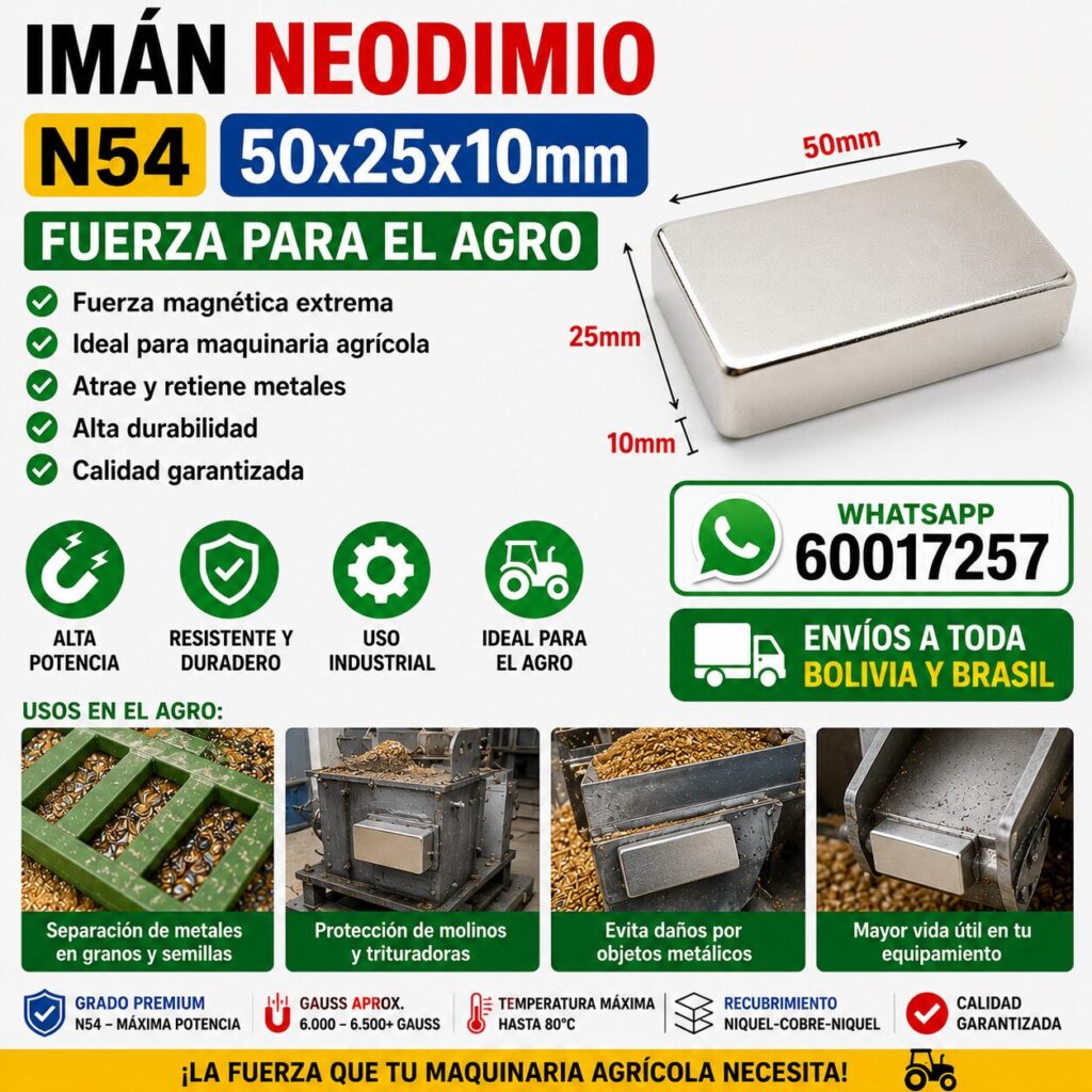 Imán De Neodimio 50x25x10 Mm – Fuerza Alta Para Industria Y Taller ...