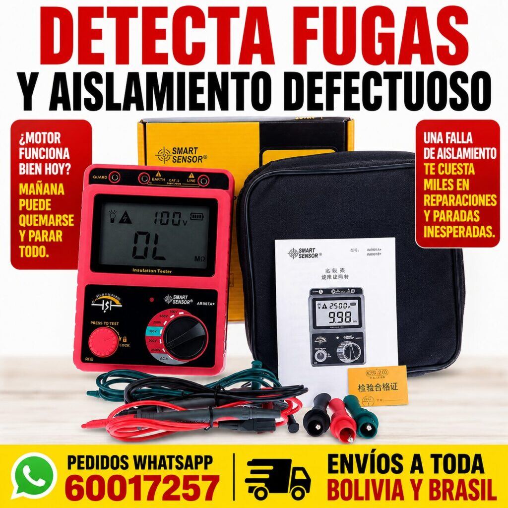 Megóhmetro Digital AR907A+ – Medidor de Aislamiento 250V, 500V y 1000V