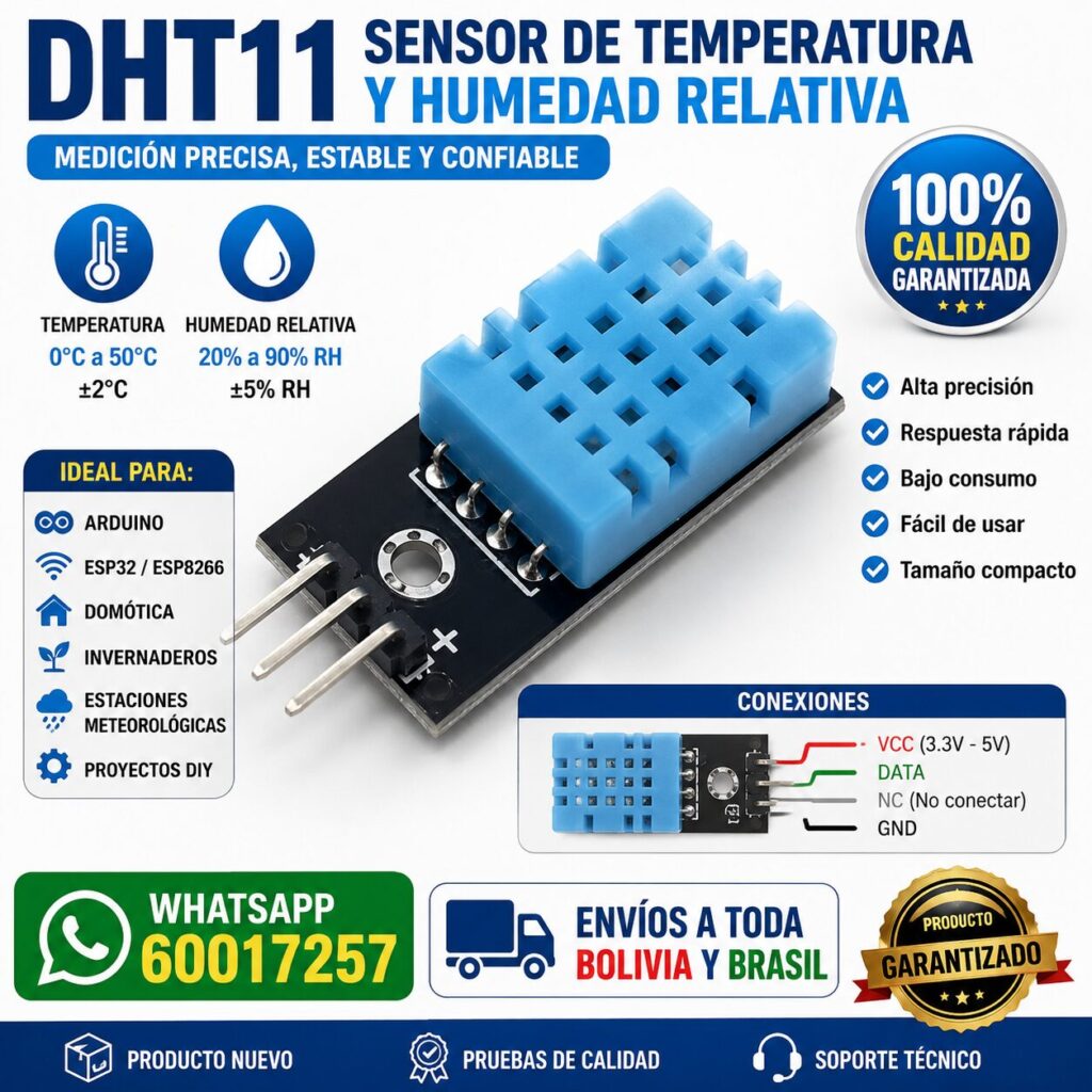 Sensor DHT11 temperatura humedad – 🌡️ Sensor DHT11 de Temperatura y Humedad – Monitorea tu Ambiente con Precisión para Arduino y ESP32