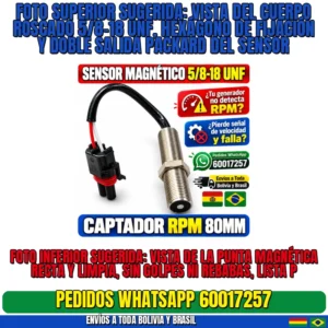 ️ Sensor 5/8-18 UNF x 80 mm - ⚙️ Sensor 5/8-18 UNF x 80 mm para control de RPM en generadores | Envíos a Bolivia y Brasil