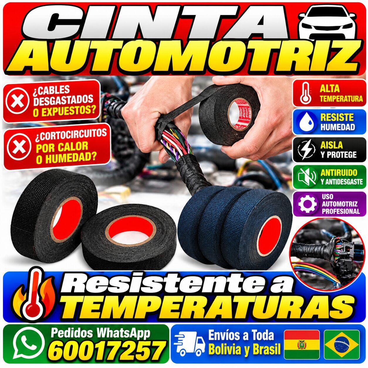 Cinta adhesiva de tela Coroplast ignífuga resistente al calor de 35MM X 20M.