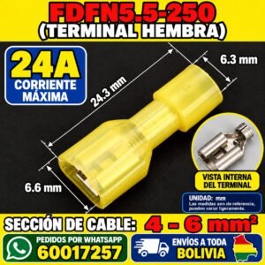 🔥 ¿Se quemó o aflojó el conector eléctrico? Reemplázalo con Terminal Hembra 6.3 mm de Alta Corriente 24A para cables de 4-6 mm².