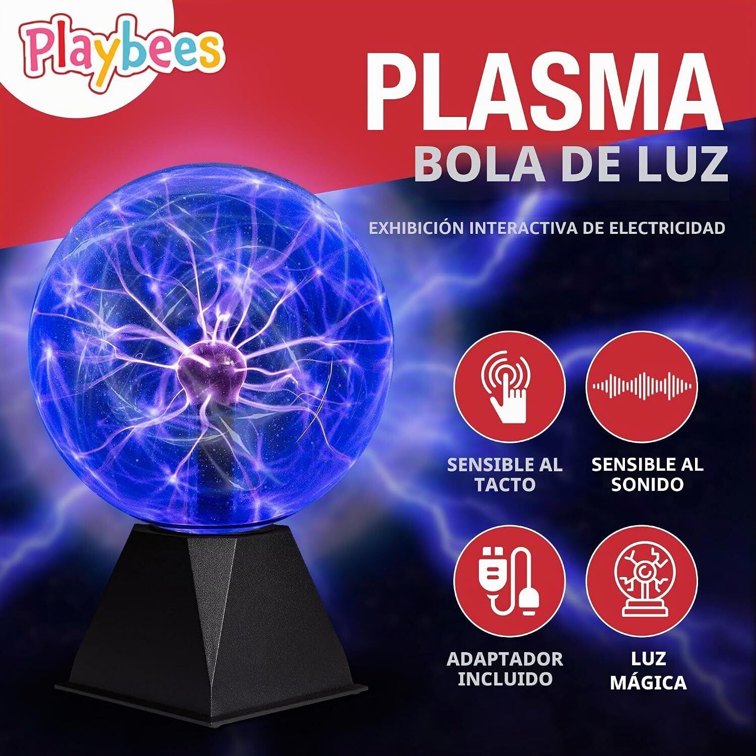 Bola de Plasma Tesla Grande de 50 cm – Lámpara de Rayos Luminosos Interactiva para Ciencia, Decoración, Bares y Cuartos Gamer - vista 5