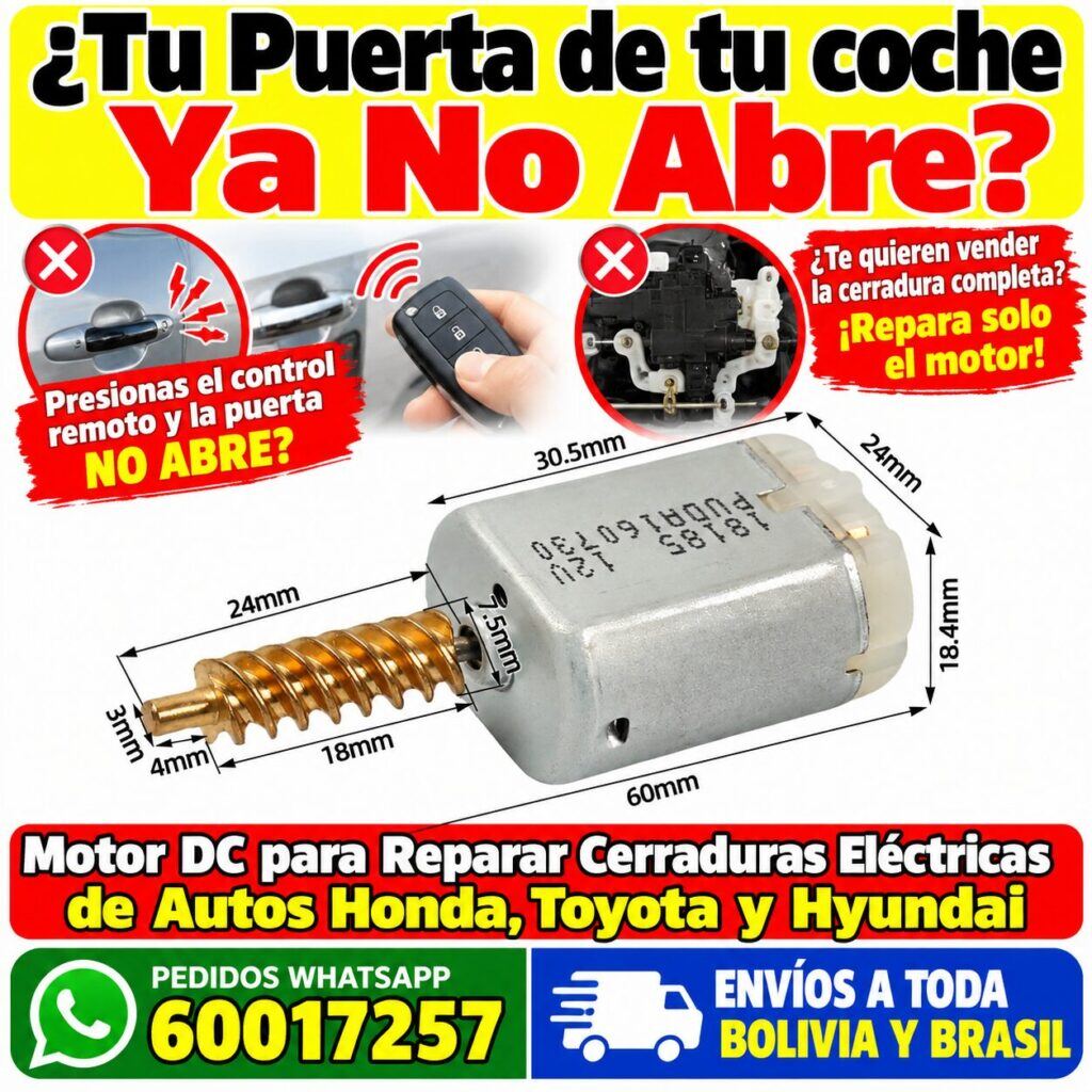 Motor para Cerradura Centralizada de Auto 12V con Tornillo Sin Fin – Repuesto para Honda, Toyota y Hyundai 16 Motor para Cerradura Centralizada de Auto 12V con Tornillo Sin Fin – Repuesto para Honda, Toyota y Hyundai