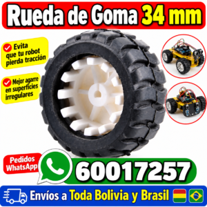 Rueda de goma 34 mm para motor N20 robot Arduino