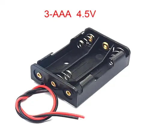 Portapilas 3 AAA con resortes, contactos metálicos y cable rojo y negro